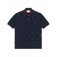 Gucci Camisa polo bordada - Azul