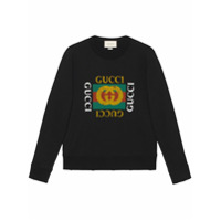 Gucci Moletom de algodão com logo Gucci - Preto