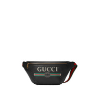 Gucci Pochete de couro com Gucci Print - Preto