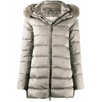 Herno Casaco matelassê com capuz - Marrom