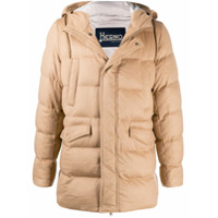 Herno Casaco matelassê com capuz - Marrom