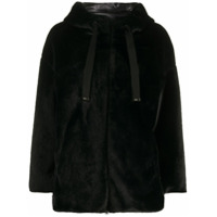 Herno Jaqueta com capuz e pelos - Preto