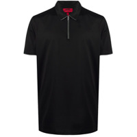 HUGO Camisa polo com zíper na gola - Preto