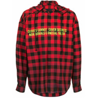 Juun.J embroidered checked shirt - Vermelho