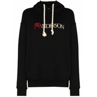 JW Anderson logo embroidered hoodie - Preto