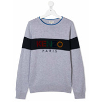 Kenzo Kids Suéter com logo bordado - Cinza