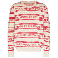 Kenzo Moletom com listras e logo - Branco