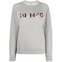 Kenzo Moletom com logo bordado - Cinza