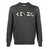 Kenzo Suéter com logo bordado - Cinza