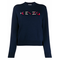 Kenzo Suéter de lã com logo bordado - Azul