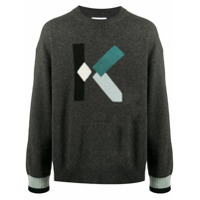Kenzo Suéter de tricô com logo - Cinza