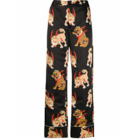 Kirin Calça de pijama com estampa - Preto