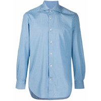 Kiton Camisa com colarinho e botões - Azul