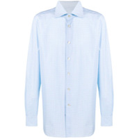 Kiton gingham long-sleeve shirt - Azul