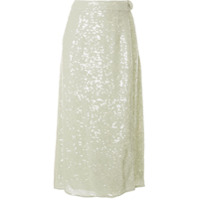 LAPOINTE sequin belted wrap skirt - Verde