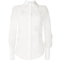 Marchesa Camisa com bordado floral - Branco