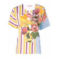 Marni Camiseta floral listrada - Branco