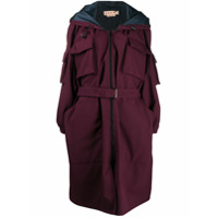 Marni Casaco com cinto e pelos - Vermelho