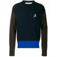 Marni Suéter Devil color block com logo - Azul