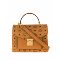 MCM Bolsa tote com estampa de logo - Marrom