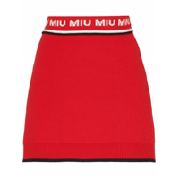 Miu Miu Saia jacquard com logo - Vermelho