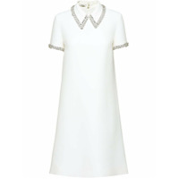 Miu Miu Vestido Cady com aplicação - Branco