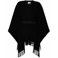 Moncler belted-waist wool poncho - Preto