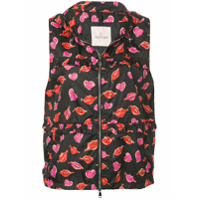 Moncler Colete estampado com zíper - Preto