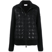 Moncler Jaqueta xadrez com zíper - Preto