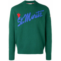 Moncler Suéter de tricô com logo - Verde