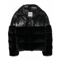 Moncler velvet puffer jacket - Preto