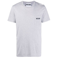 Moschino Camiseta com logo e bolso - Cinza