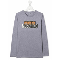 Moschino Kids Camiseta com logo - Cinza