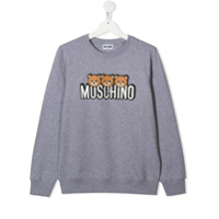Moschino Kids logo print jumper - Cinza