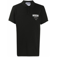 Moschino logo print polo shirt - Preto
