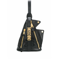 Moschino Mochila de couro com logo - Preto