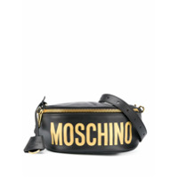 Moschino Pochete de couro com logo - Preto