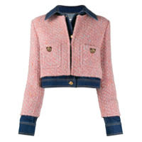 Moschino tweed-overlay denim jacket - Rosa