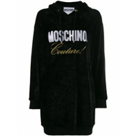 Moschino Vestido com capuz e logo - Preto