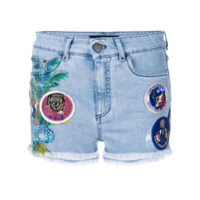 Mr & Mrs Italy Shorts jeans com patches - Azul