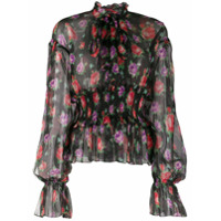 MSGM Blusa de seda com estampa floral - Preto
