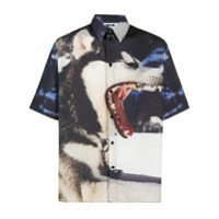 MSGM Camisa com estampa de lobo - Azul