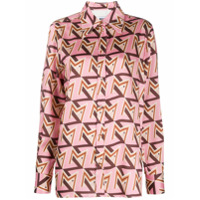 MSGM Camisa de cetim com estampa M - Rosa