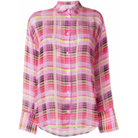 MSGM Camisa xadrez de seda - Rosa