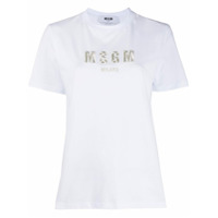 MSGM Camiseta com logo bordado - Branco