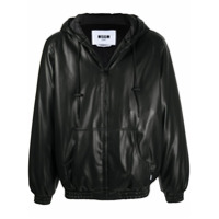 MSGM faux-leather hooded jacket - Preto