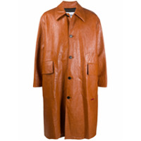MSGM faux leather mid-length coat - Marrom