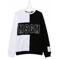 Msgm Kids Moletom com logo bordado - Branco