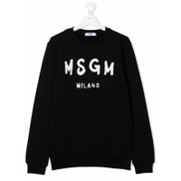 Msgm Kids Suéter com estampa de logo - Preto