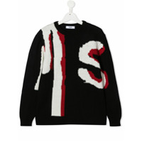Msgm Kids Suéter de tricô com logo - Preto